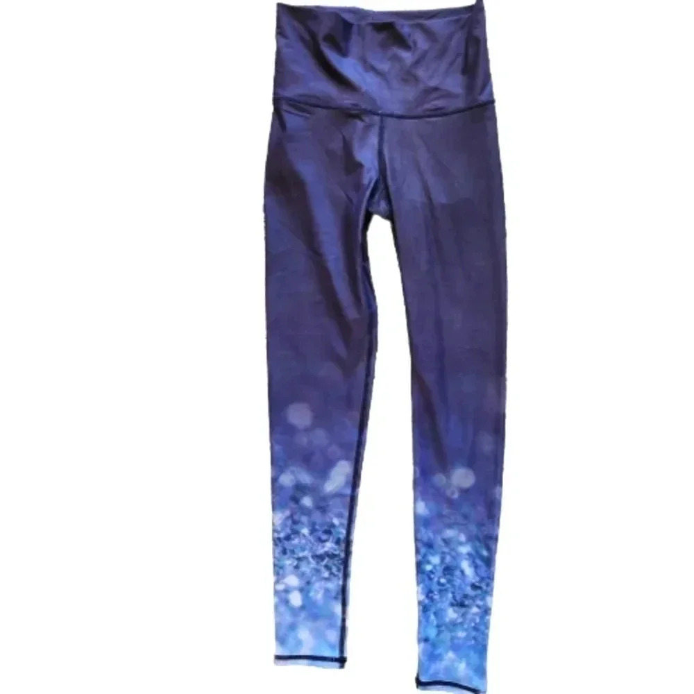 Sol & Mane blue and purple activewear bubble print leggings Size Small